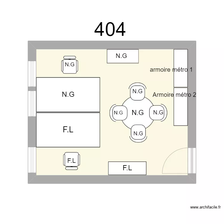 Bureau M&eacute;tro R 404 - N.GONTIER - F.LAUGAIS. Plan de 