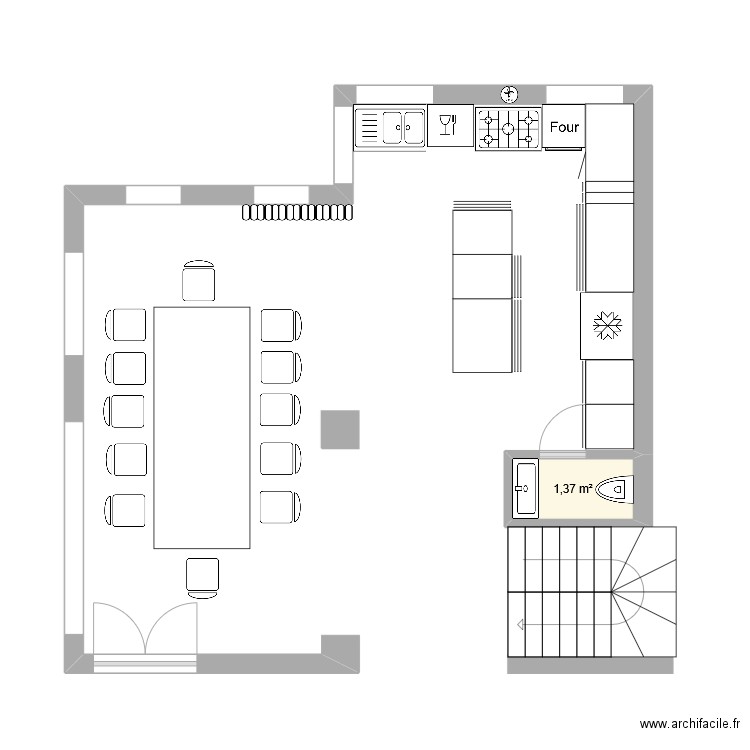 YETI1. Plan de 1 pièce et 1 m2