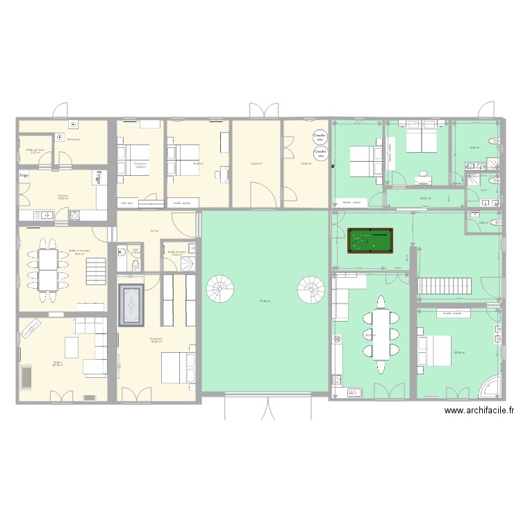 Templiers RDC V3. Plan de 20 pièces et 345 m2