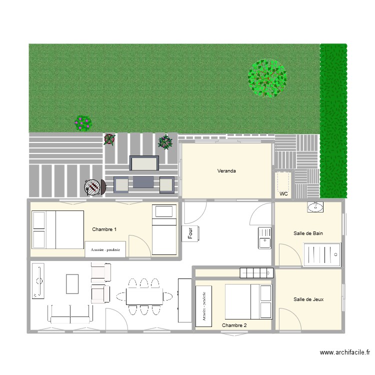 maison. Plan de 7 pièces et 35 m2