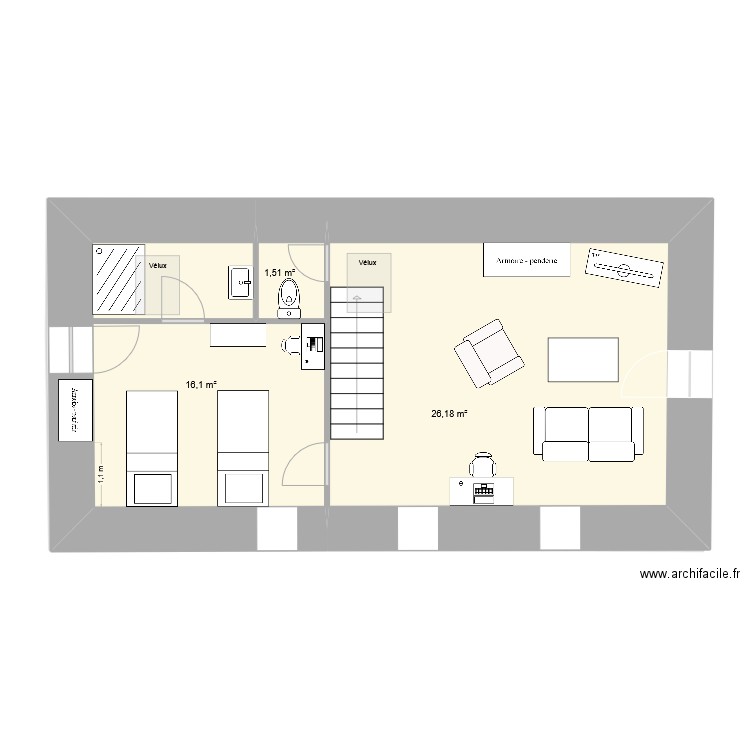 Bergerie2. Plan de 6 pièces et 87 m2
