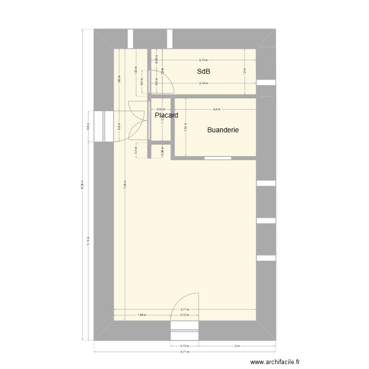 A_taba. Plan de 3 pièces et 7 m2