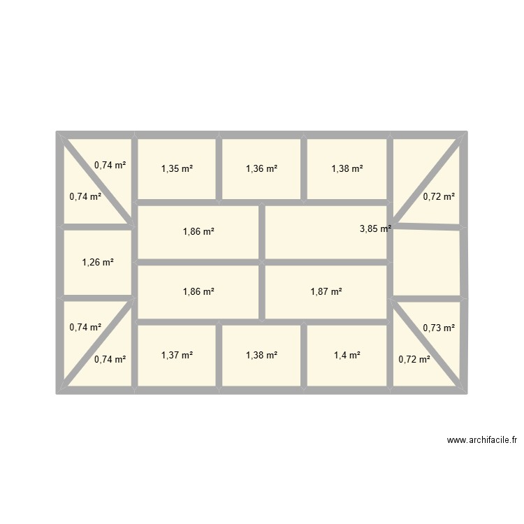 plafond de ya amelie B. Plan de 18 pièces et 24 m2