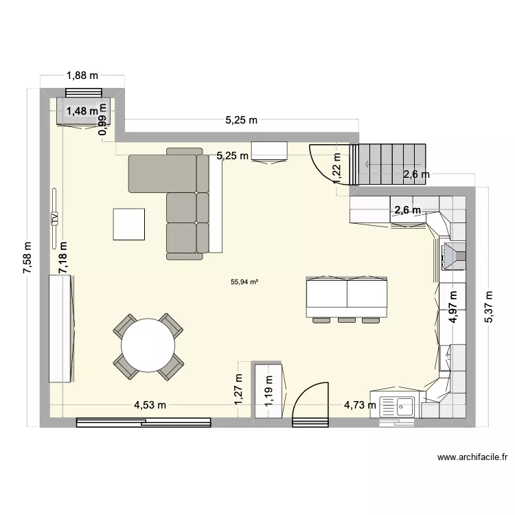 extension. Plan de 1 Pièce et 56 m² extension. Plan de 1 Pièce et 56 m²