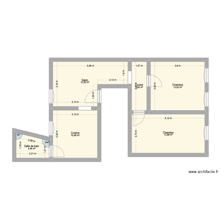 Briey. Plan de 6 pièces et 58 m2
