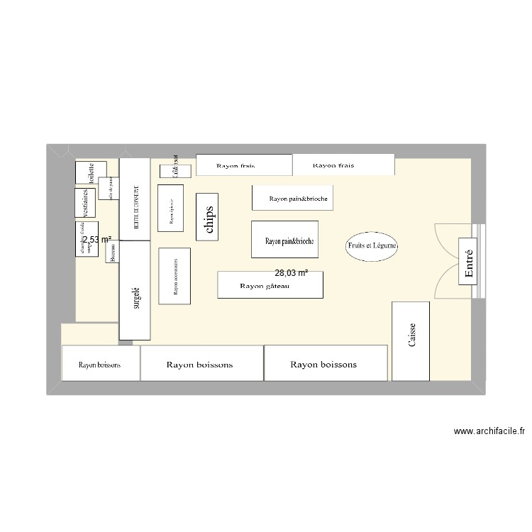 casino. Plan de 2 pièces et 31 m2