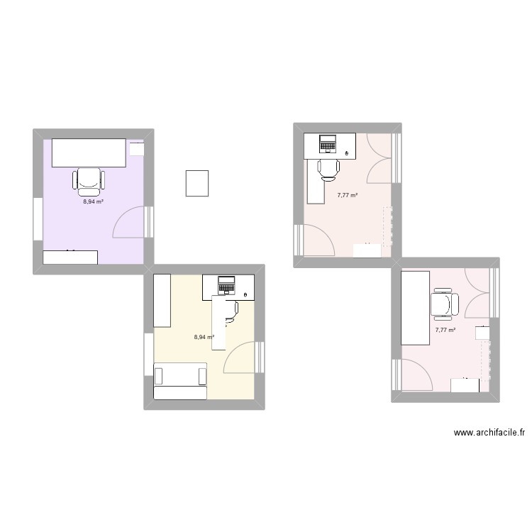 bureau sophie. Plan de 4 pièces et 33 m2