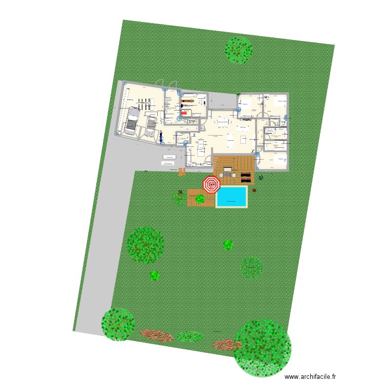 Maison En L. Plan de 13 pièces et 232 m2