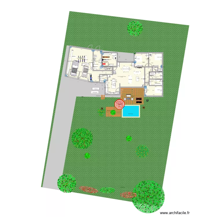 Maison En L. Plan de 