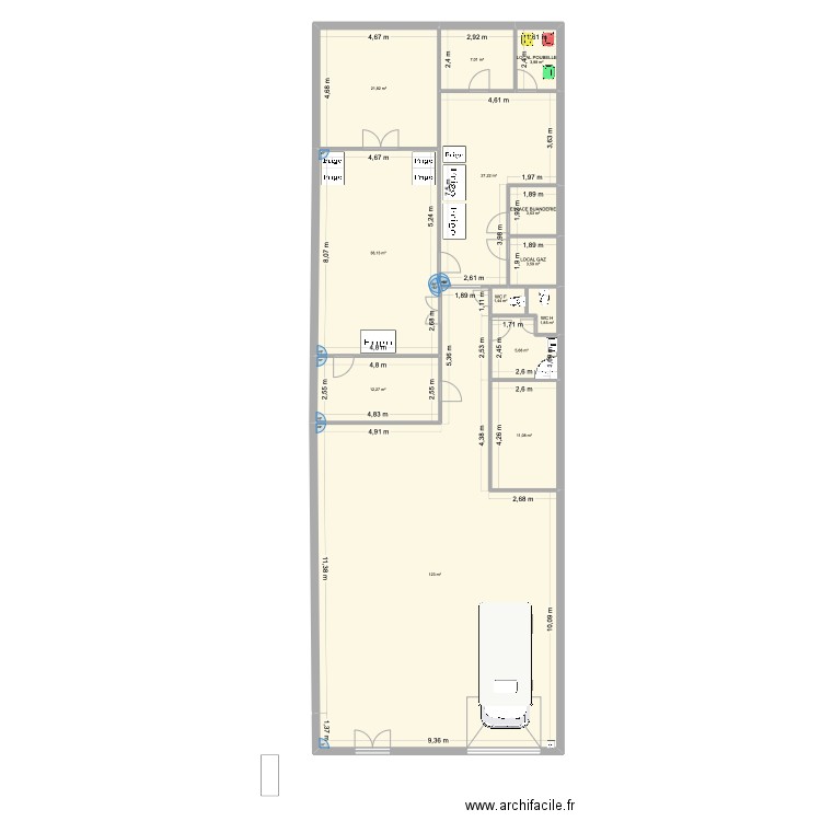 cuisine traiteur - implantation cuisine. Plan de 13 pièces et 261 m2