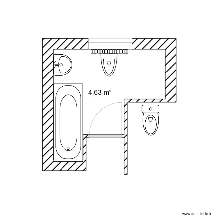 PAILLUSSON SDB EXISTANTE . Plan de 1 pièce et 5 m2