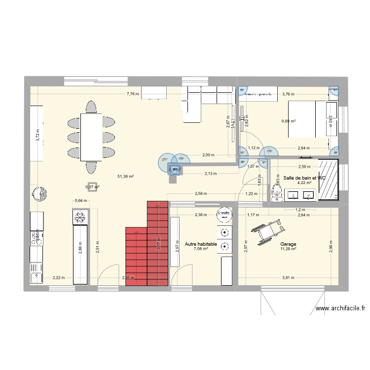 papa 2. Plan de 7 pièces et 84 m2