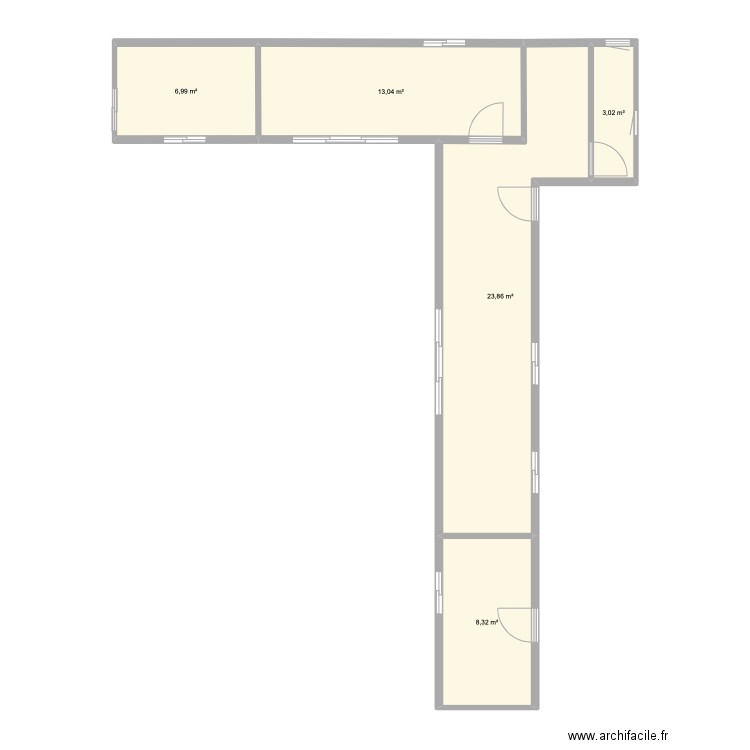 container. Plan de 5 pièces et 55 m2