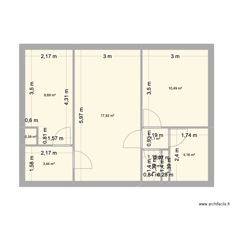 Daniele. Plan de 8 pièces et 48 m2