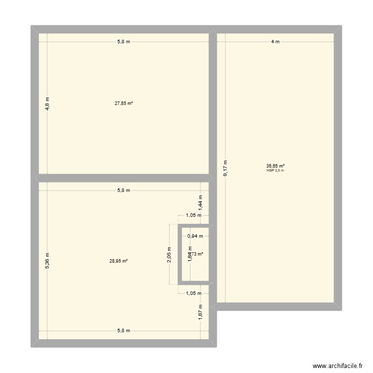 1e etage - cuisine, salle de bains.... Plan de 4 pièces et 95 m2