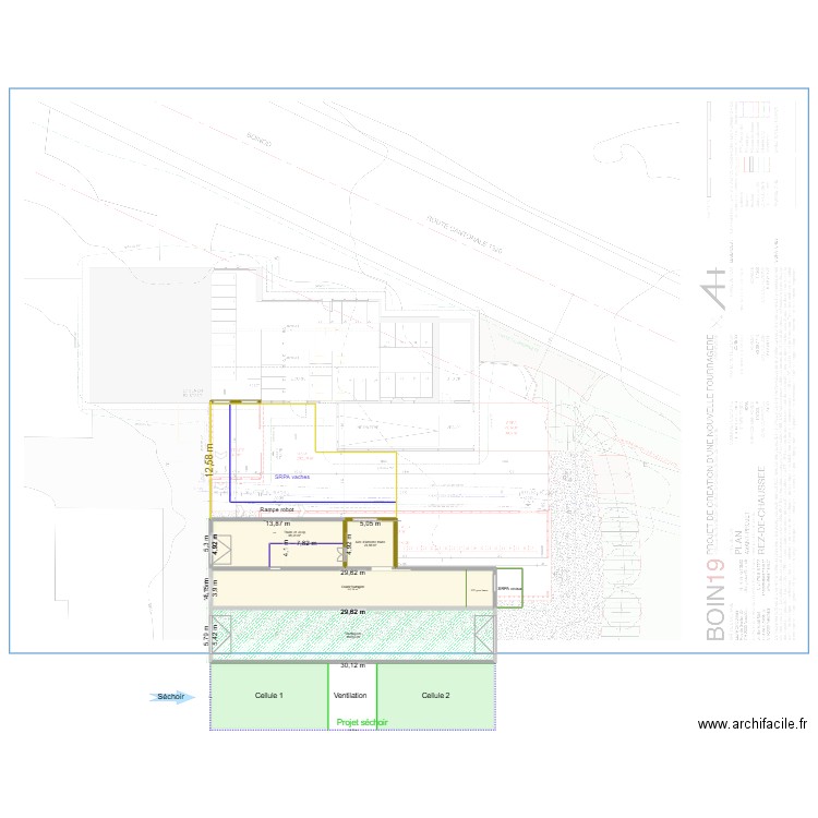 Rez définiti. Plan de 4 pièces et 369 m2