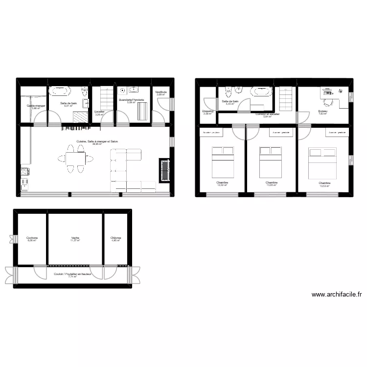 Maison. Plan de 17 et 152 m² Maison. Plan de 17 et 152 m²