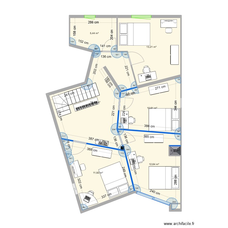 Maison Daix Etage Charlottev1. Plan de 7 pièces et 73 m2