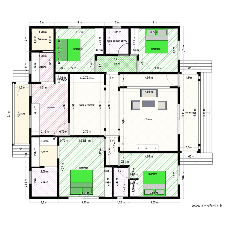 ma maison. Plan de 19 pièces et 162 m2
