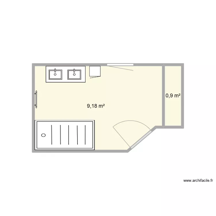 ROBIN Salle d\'eau 2. Plan de 2  et 10 m²