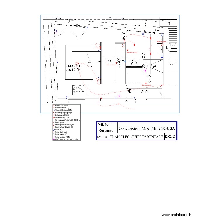 Sousa plan elec suite parentale. Plan de 0 pièce et 0 m2