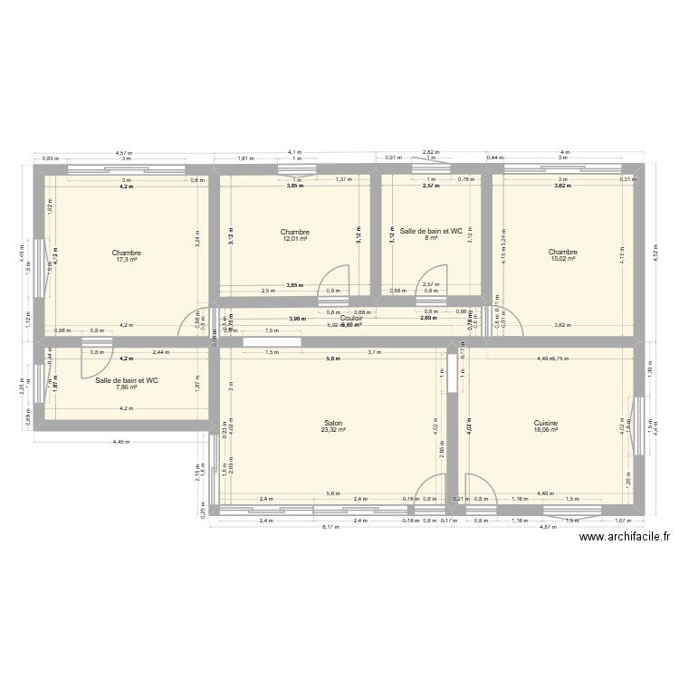Maison belair Desrozières. Plan de 8 pièces et 107 m2