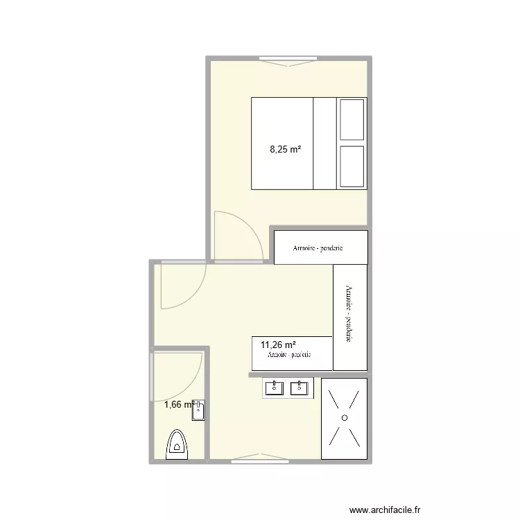 PLAN WC SUR ENTREE. Plan de 