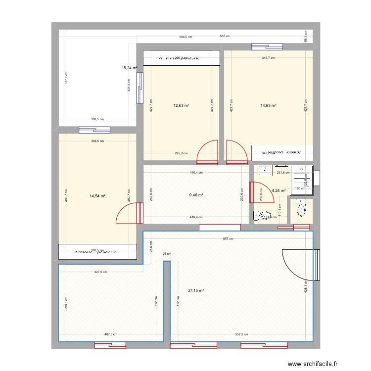 Moi. Plan de 8 pièces et 109 m2