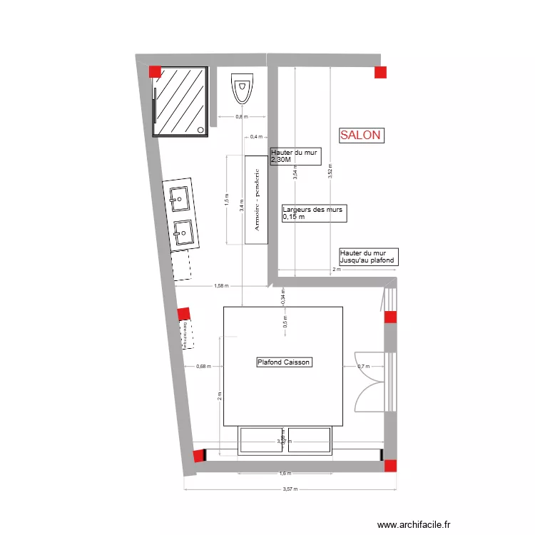 Chambre 1 + salon plafond. Plan de Chambre 1 + salon plafond. Plan de