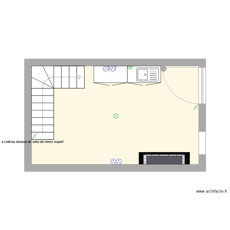 boulangerie. Plan de 1 pièce et 21 m2
