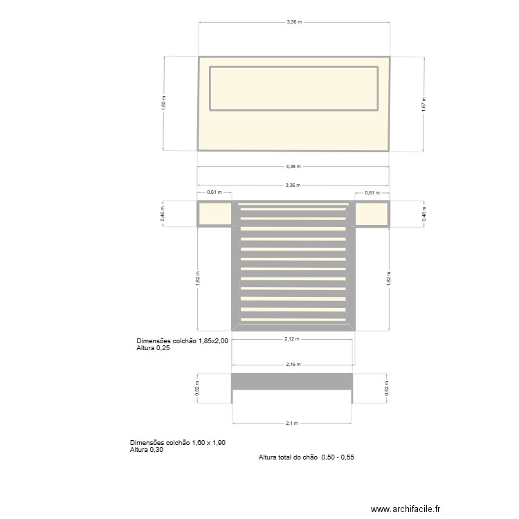 Lit studio chinois. Plan de 14 pièces et 14 m2