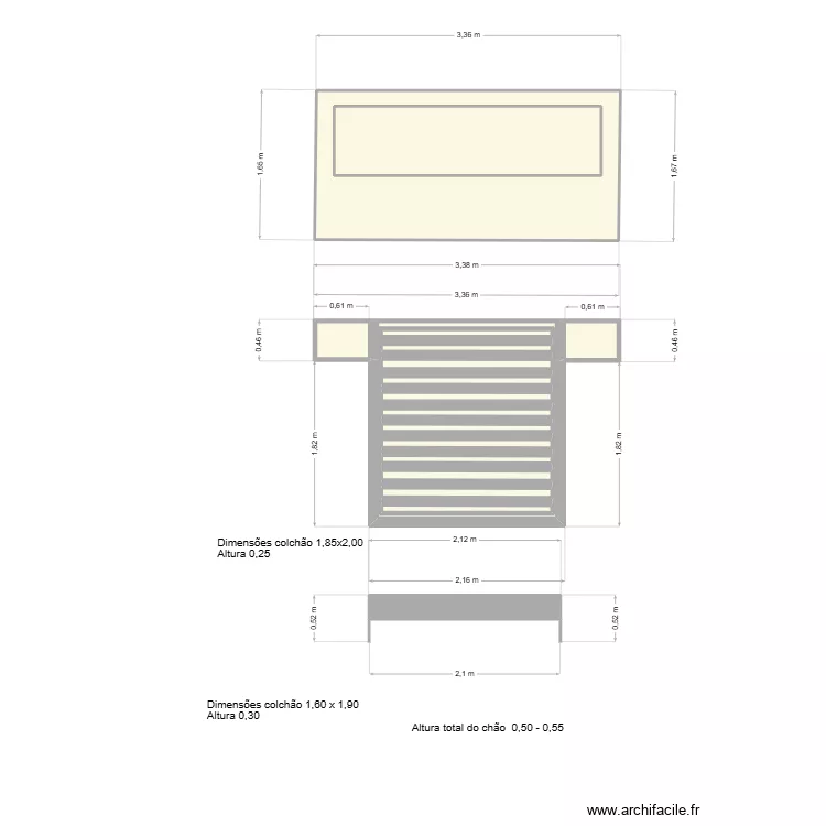 Lit studio chinois. Plan de 