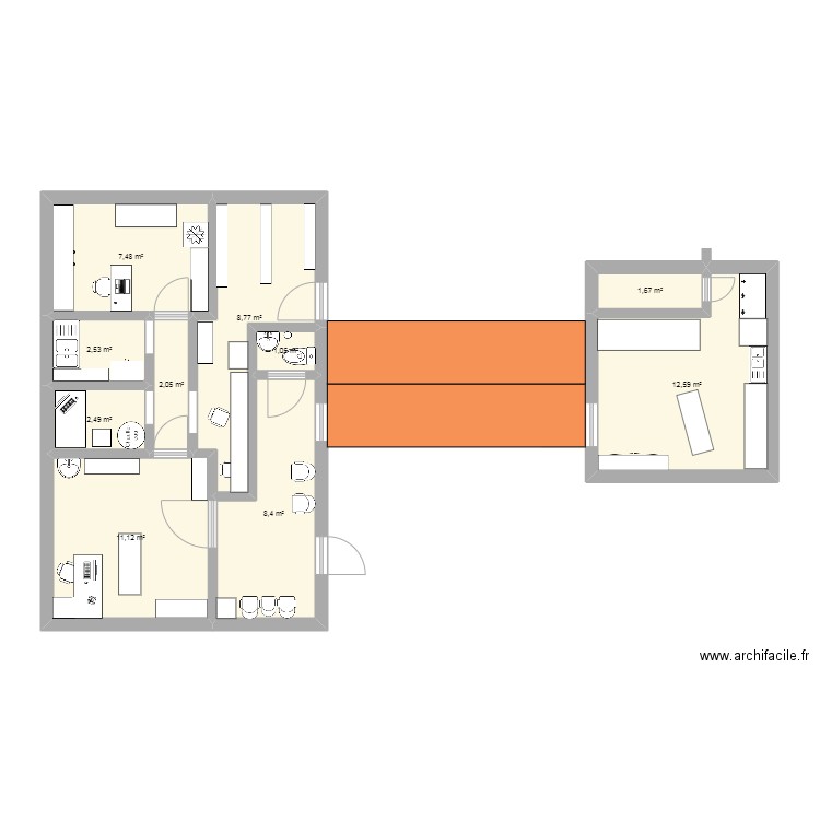 Plan Clinique du Viaduc. Plan de 10 pièces et 58 m2