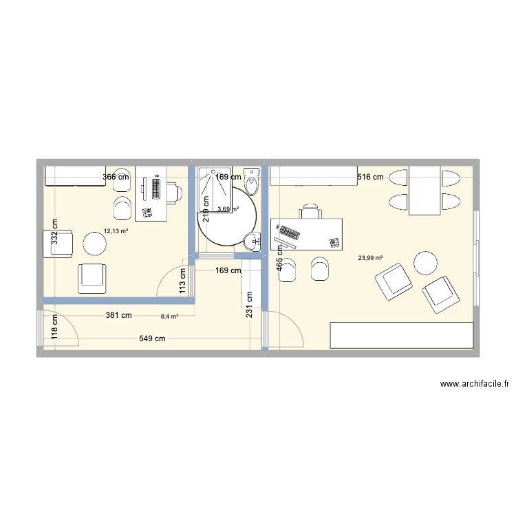Projet cab 2. Plan de 4 pièces et 48 m2