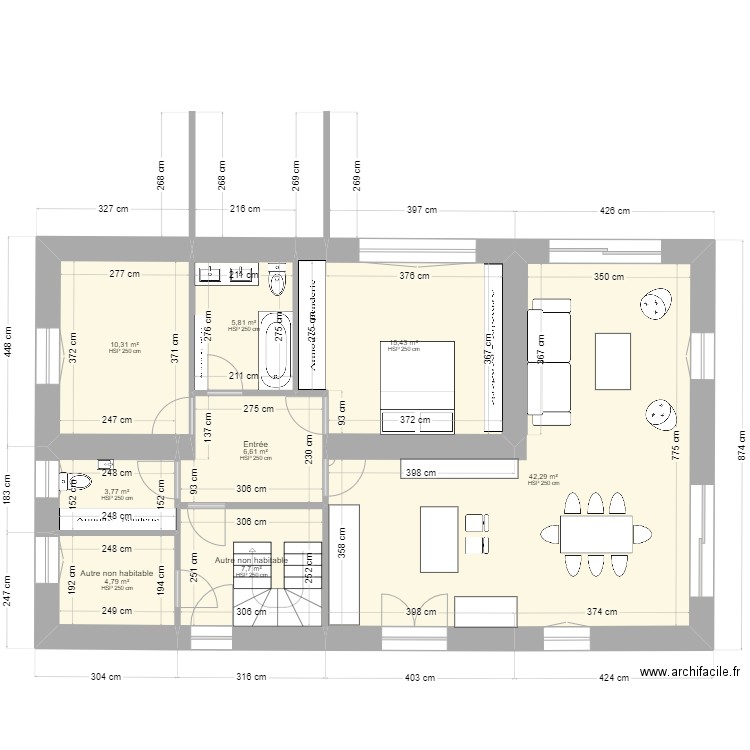 sous nouf bach. Plan de 8 pièces et 97 m2