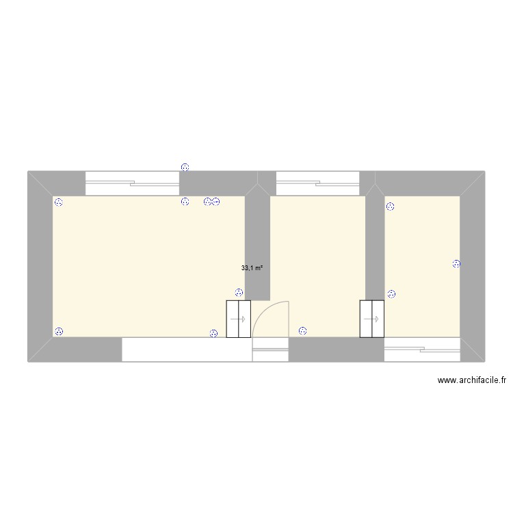 Cuisine d'ete. Plan de 1 pièce et 33 m2