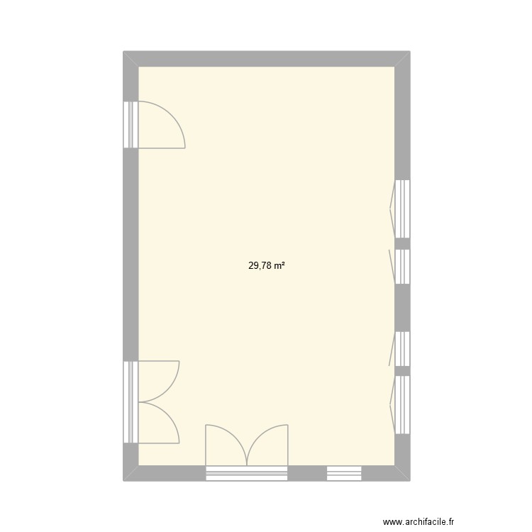 classe. Plan de 1 pièce et 30 m2