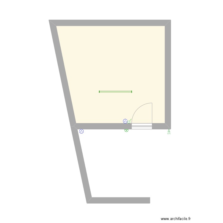 Drounau Étage. Plan de 1 pièce et 19 m2