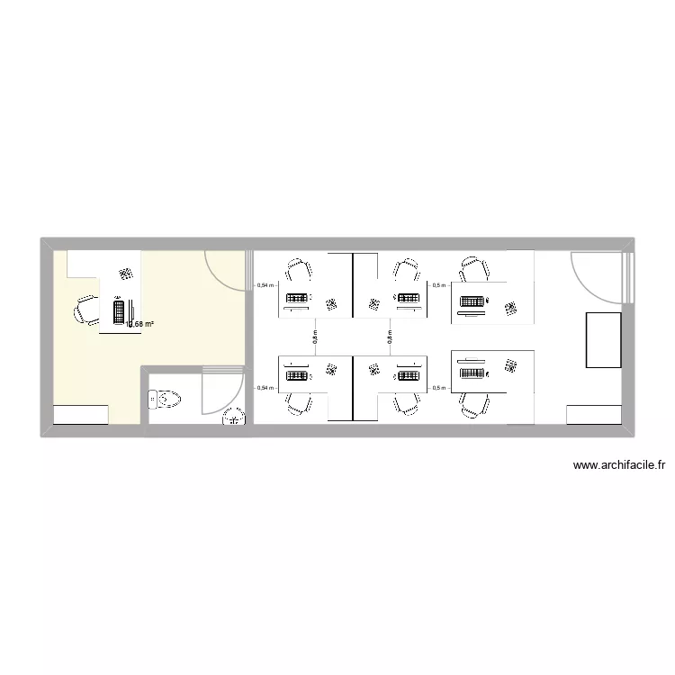 AMENAGEMENT ADMIN. Plan de 1  et 13 m²