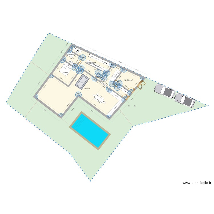 Andernos Roseaux Flo modif Lili. Plan de 7 pièces et 124 m2