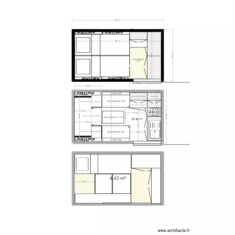 TRANSPORTER T6 L2 H3 LIT DEPLIE. Plan de 