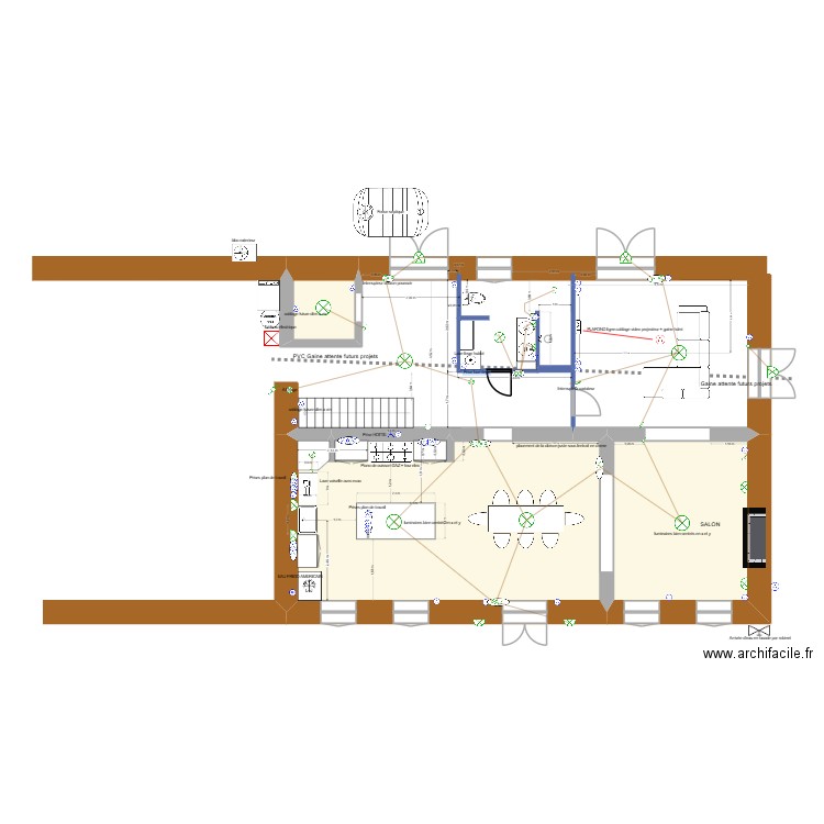 tests. Plan de 3 pièces et 68 m2
