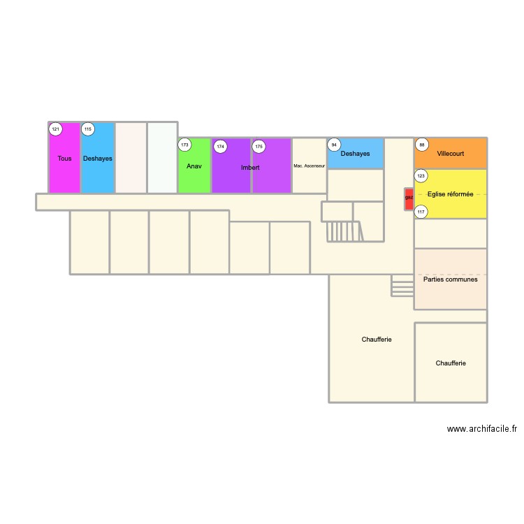 Proposition Cave. Plan de 33 pièces et 49 m2