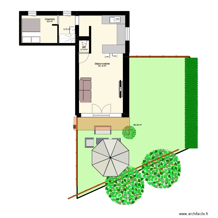 MORA TROU DU LOUP. Plan de 6 pièces et 90 m2