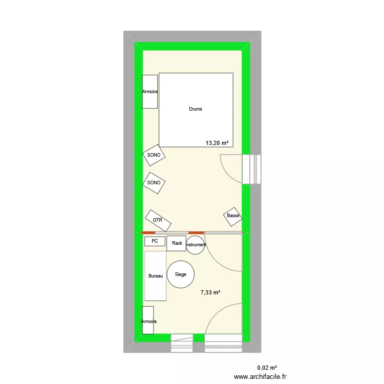 Garage 1. Plan de 3  et 46 m²