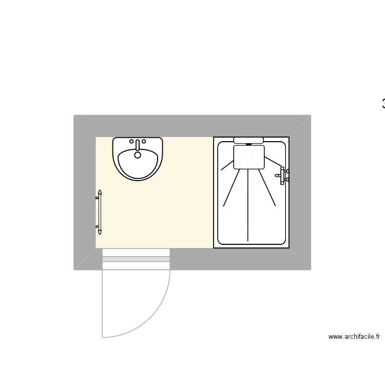 SDB VEUILLET. Plan de 1 pièce et 3 m2