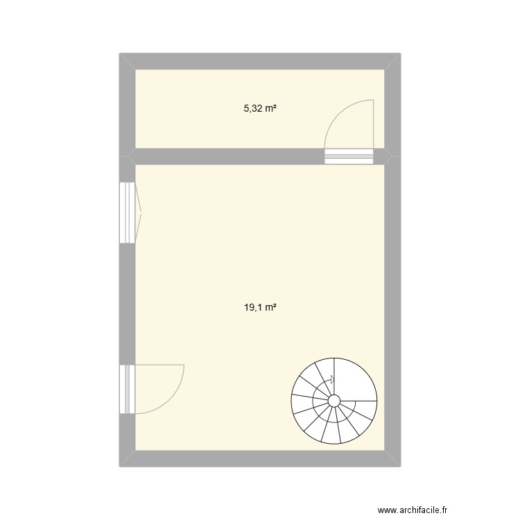 sous sol nappey. Plan de 2 pièces et 24 m2