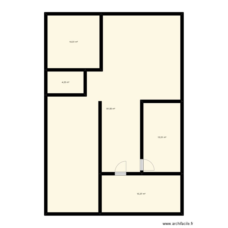145. Plan de 5 pièces et 130 m2