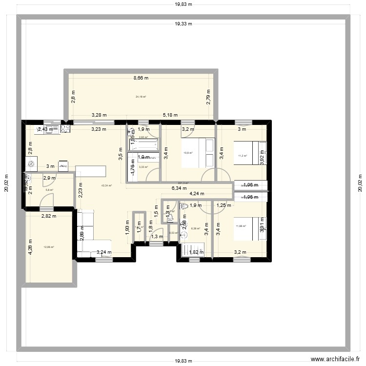 Maison Thérése. Plan de 14 pièces et 511 m2