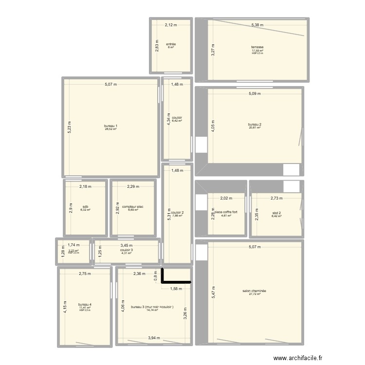 plan appart PO LN 2. Plan de 16 pièces et 170 m2